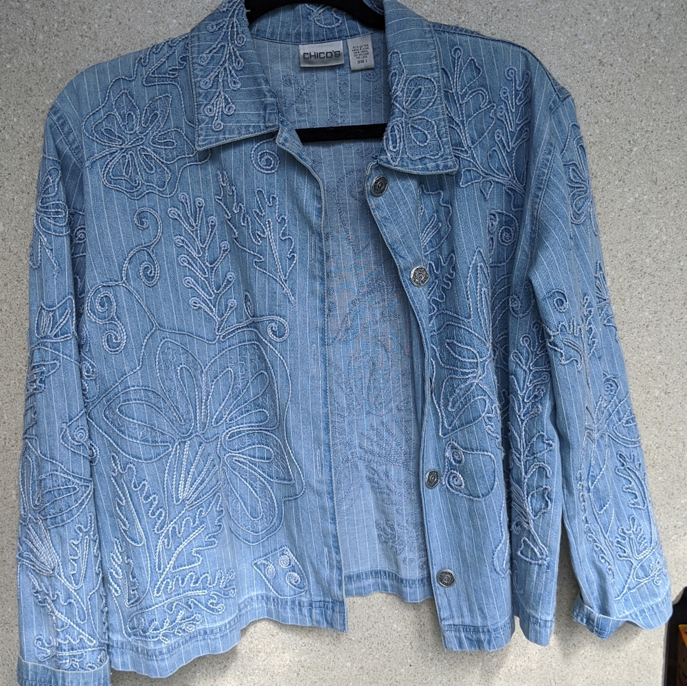 Chico's Embroidered Denim Jacket